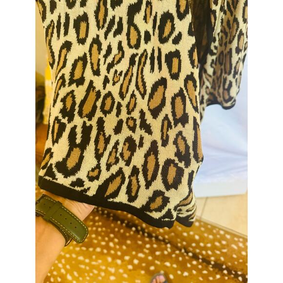 NWT Cupio Leopard Print Open Front Drape Soft Knit Cardigan Sweater Womens M - Picture 9 of 10